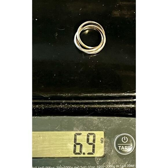 Vintage Sterling Silver 3 Band Rolling Ring Size 7 Interlocking Spinner Style - Picture 11 of 12